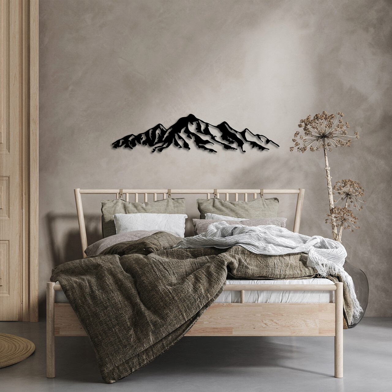 Decoratiune de perete, Mountain, Dimensiuni: 16 x 68 cm, Negru - imagine 7